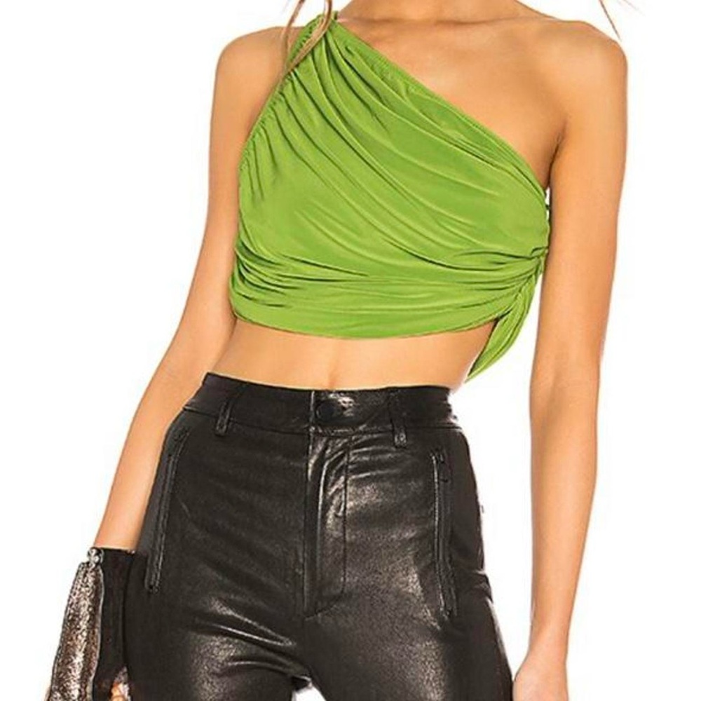 Norma Kamali Diana Top in Bright Green- Size XS